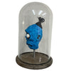 Blue Bob Shrunken Head with Hair in Bell Jar