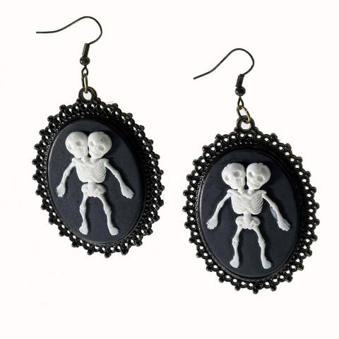 Siamese Conjoined Twin Skeleton Earrings