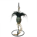 Small Shrunken Head w/ Hair & Stand